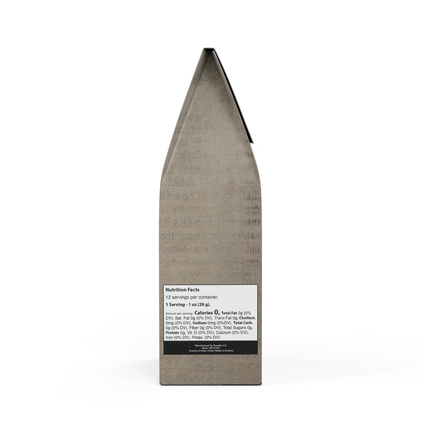 Back view of a product packaging with nutritional information on a white background