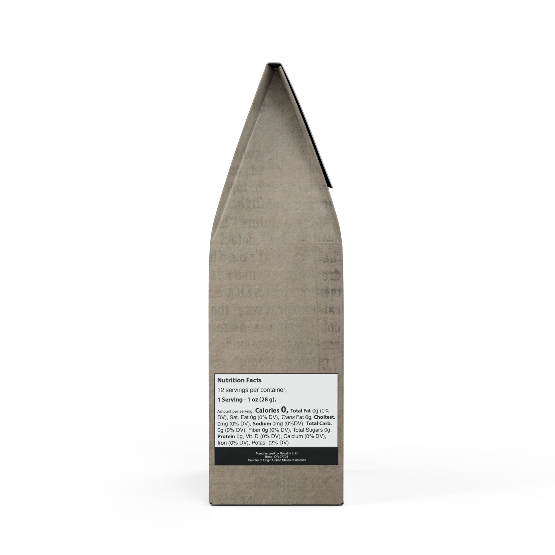 Back view of a product packaging with nutritional information on a white background