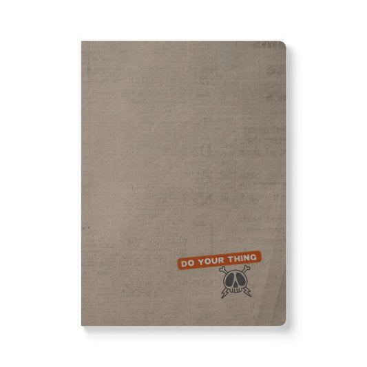 Brown notebook with 'Do Your Thing' slogan on a white background