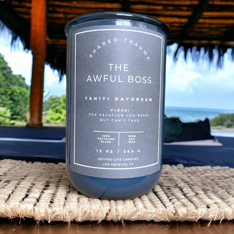 Shared Trauma: The Awful Boss Candle - 13 oz, Crackling Wood Wick
